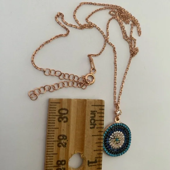 🧿925 Silver evileye necklace turquoise and cz stones